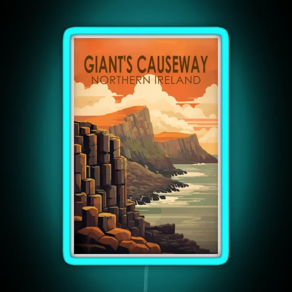 Giants Causeway Northern Ireland Travel Art RGB Neon Sign
