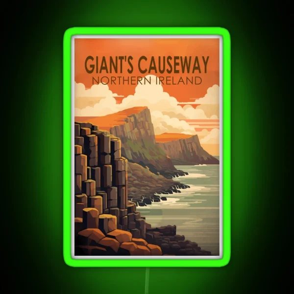 Giants Causeway Northern Ireland Travel Art RGB Neon Sign