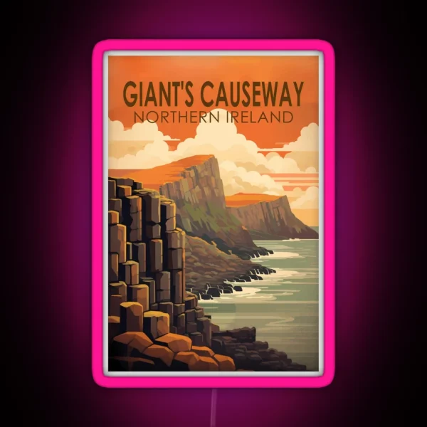 Giants Causeway Northern Ireland Travel Art RGB Neon Sign