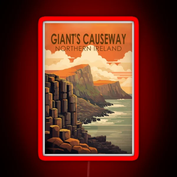Giants Causeway Northern Ireland Travel Art RGB Neon Sign