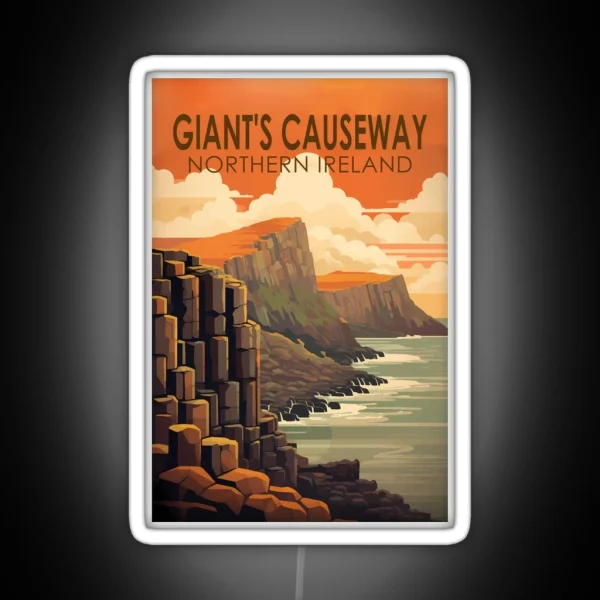 Giants Causeway Northern Ireland Travel Art RGB Neon Sign