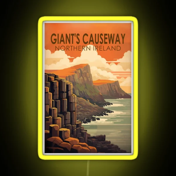 Giants Causeway Northern Ireland Travel Art RGB Neon Sign