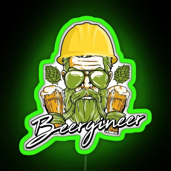 Gift For Beer Brewer Beergineer Craft Beer Hops RGB Neon Sign