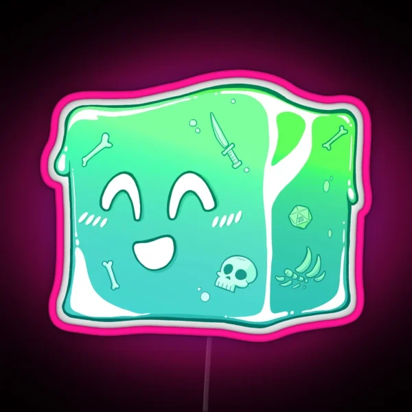 Giggly Gelatinous Cube Cute Dandd Adventures RGB Neon Sign