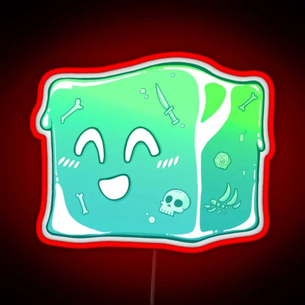 Giggly Gelatinous Cube Cute Dandd Adventures RGB Neon Sign