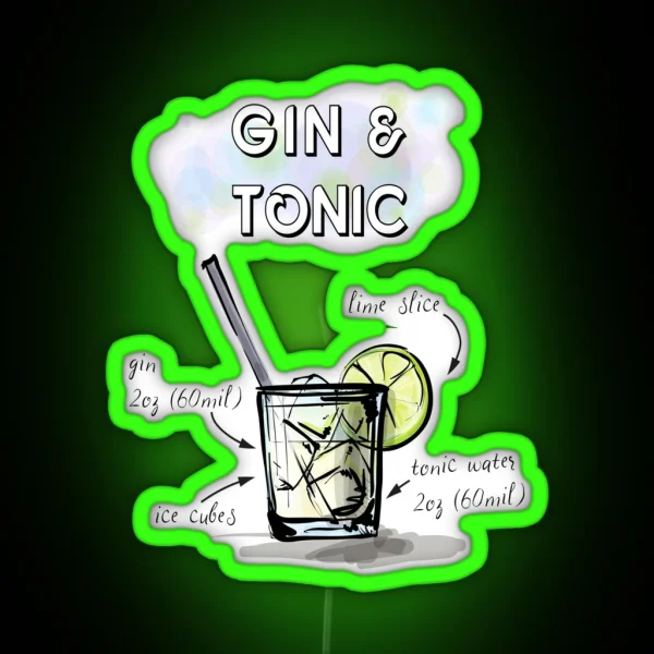 GIN AND TONIC COCKTIAL RECIPE RGB Neon Sign