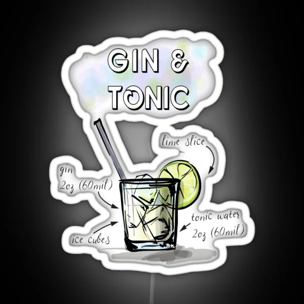 GIN AND TONIC COCKTIAL RECIPE RGB Neon Sign