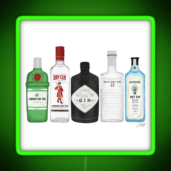 Gin Bottles Illustration RGB Neon Sign