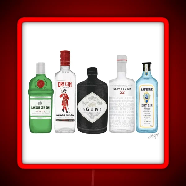Gin Bottles Illustration RGB Neon Sign