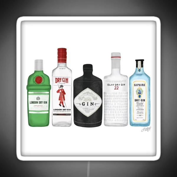 Gin Bottles Illustration RGB Neon Sign