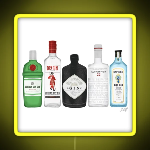 Gin Bottles Illustration RGB Neon Sign