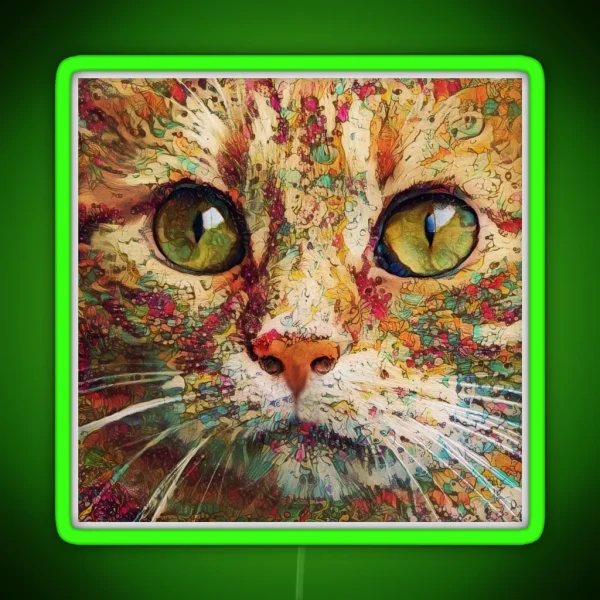 Ginger Flower Cat RGB Neon Sign