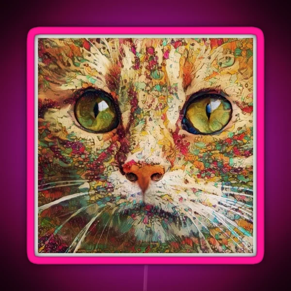Ginger Flower Cat RGB Neon Sign