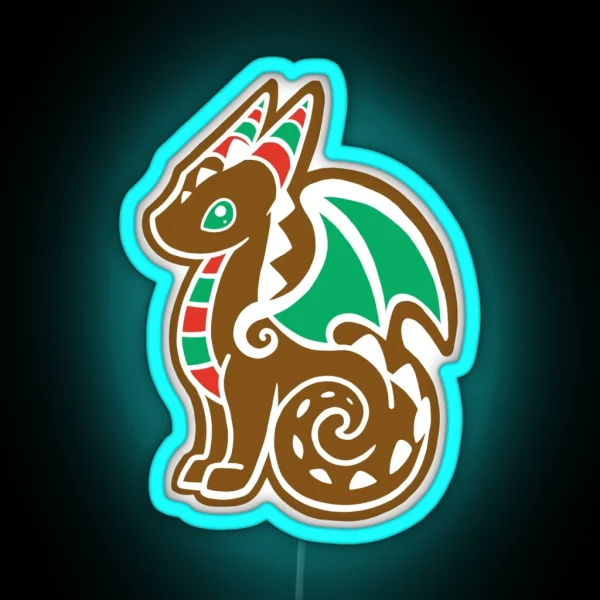 Gingerbread Dragon RGB Neon Sign