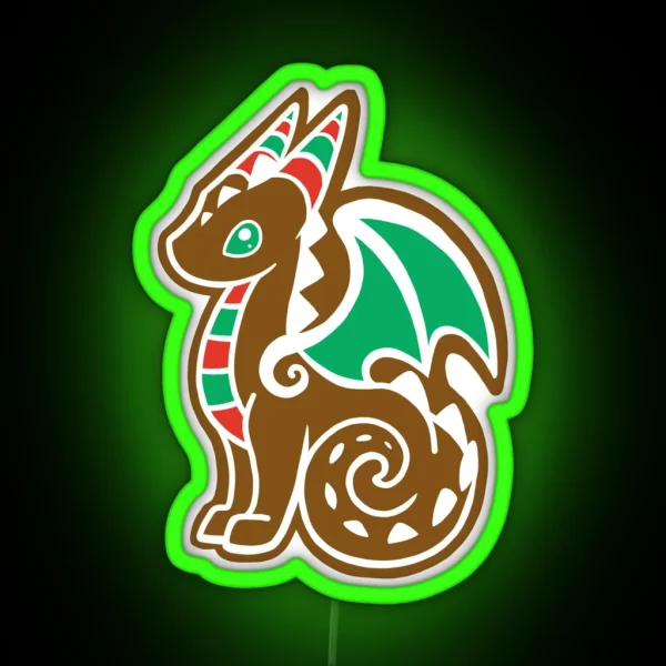Gingerbread Dragon RGB Neon Sign