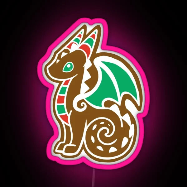 Gingerbread Dragon RGB Neon Sign