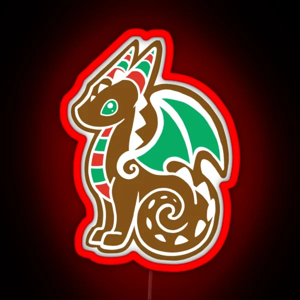 Gingerbread Dragon RGB Neon Sign