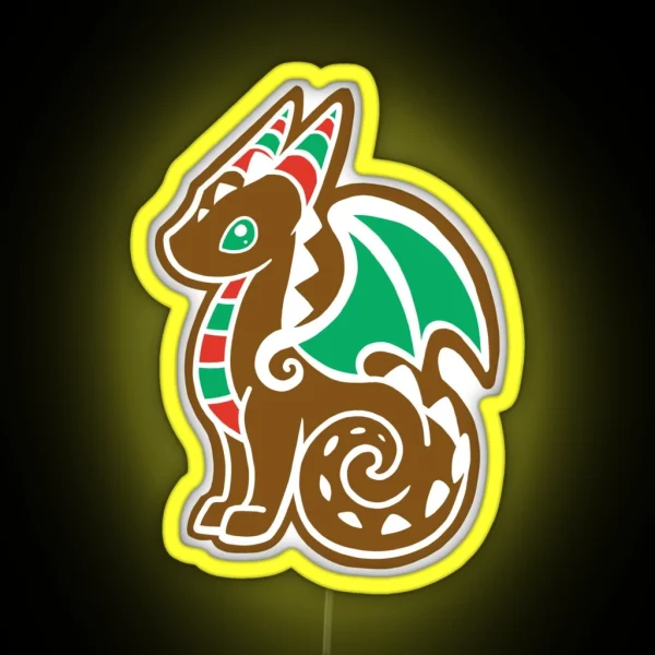 Gingerbread Dragon RGB Neon Sign