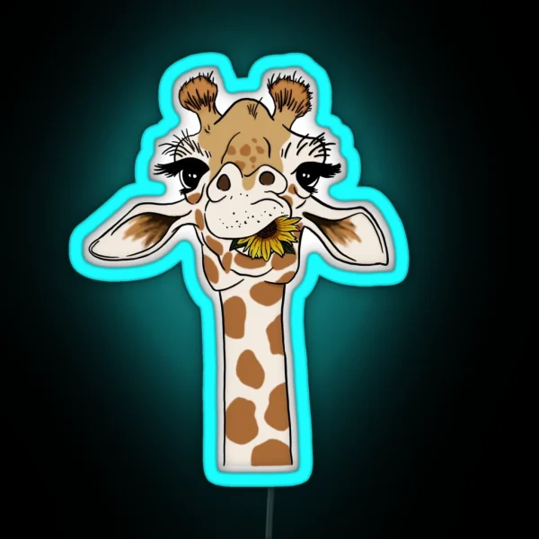 Giraffe With Sunflower RGB Neon Sign
