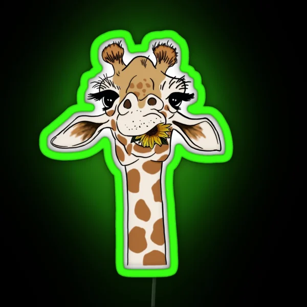 Giraffe With Sunflower RGB Neon Sign