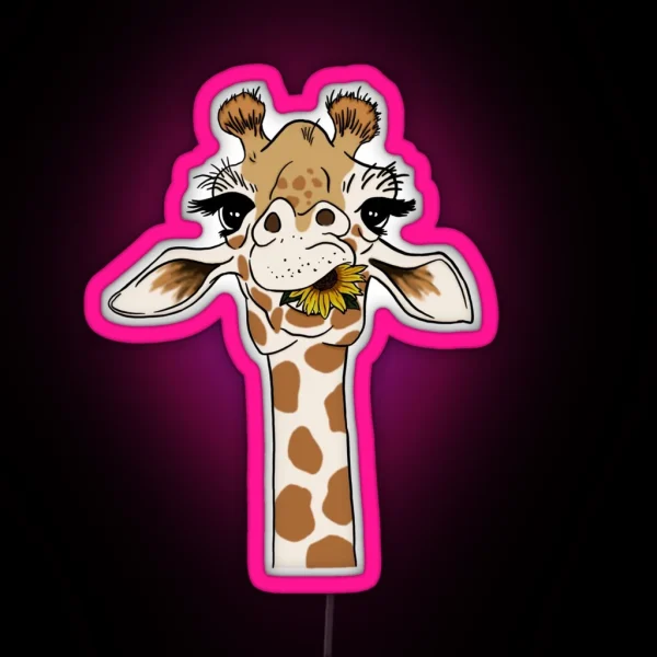 Giraffe With Sunflower RGB Neon Sign