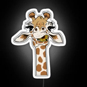 Giraffe With Sunflower RGB Neon Sign