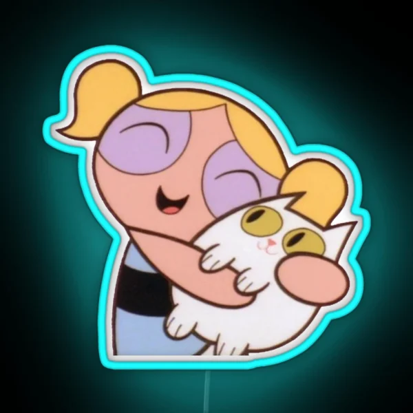 Girl Hugging Cat RGB Neon Sign