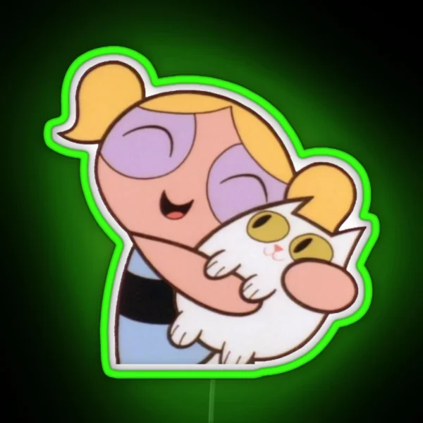 Girl Hugging Cat RGB Neon Sign