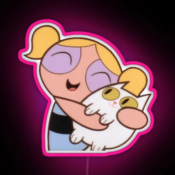 Girl Hugging Cat RGB Neon Sign