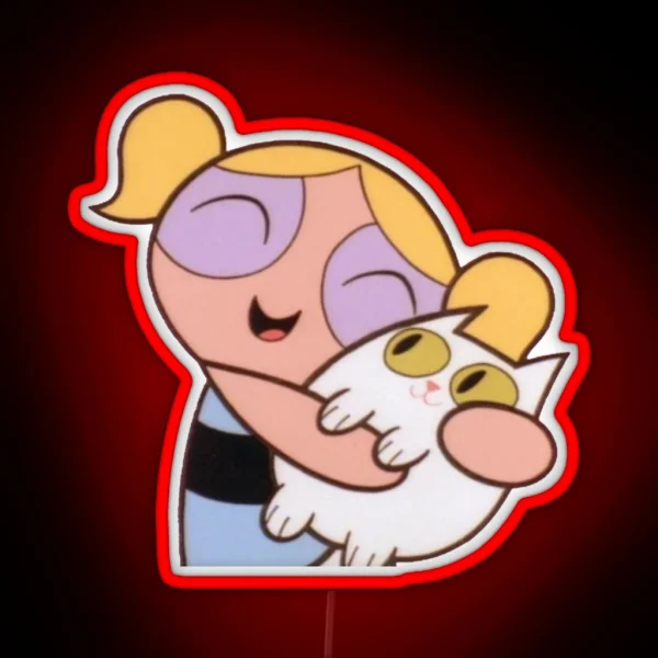 Girl Hugging Cat RGB Neon Sign