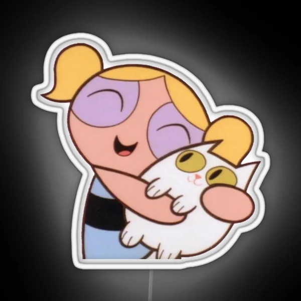 Girl Hugging Cat RGB Neon Sign