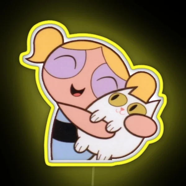 Girl Hugging Cat RGB Neon Sign