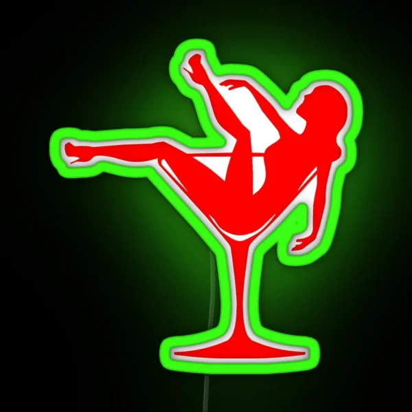 Girl In A Cocktail Glass RGB Neon Sign