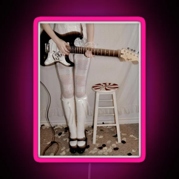 Girl With An Electric Guitar RGB Neon Sign