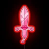 Edgy femininity meets high-tech vibes in this neon dagger display.