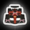 Retro-Futuristic Ferrari Neon Sign Featuring F1 Champion Charles Leclerc Symbolism