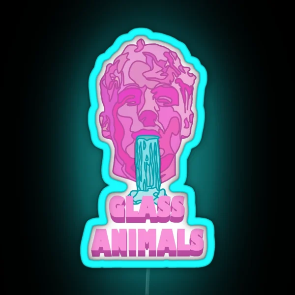 Glass Animals Soda Waterfalls Head And Logo RGB Neon Sign