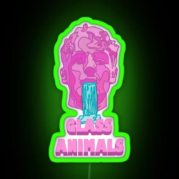 Glass Animals Soda Waterfalls Head And Logo RGB Neon Sign