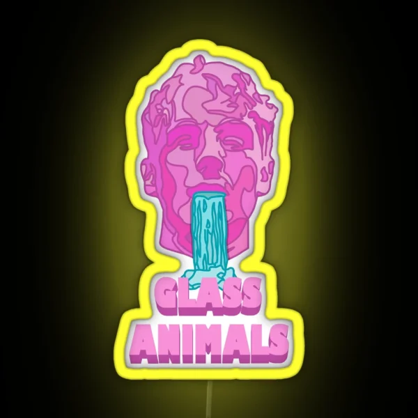 Glass Animals Soda Waterfalls Head And Logo RGB Neon Sign