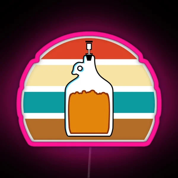 Glass Carboy Homebrewing With Outrun Background RGB Neon Sign
