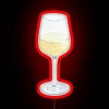 Indulge in life's pleasures with a glass of wine neon