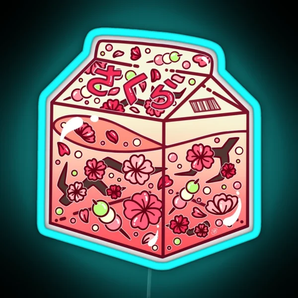 Glass Sakura Carton RGB Neon Sign