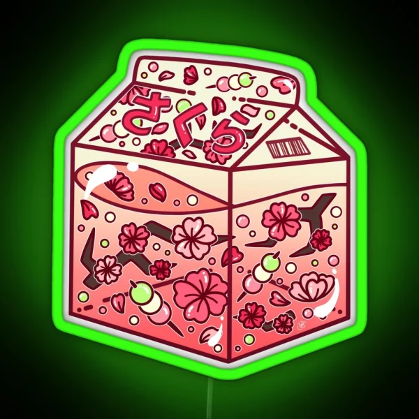 Glass Sakura Carton RGB Neon Sign