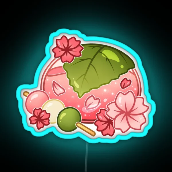 Glass Sakura Mochi RGB Neon Sign