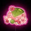 Vintage glass sakura mochi inspired RGB neon digital artwork display
