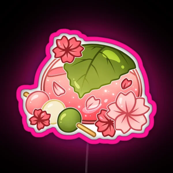 Glass Sakura Mochi RGB Neon Sign