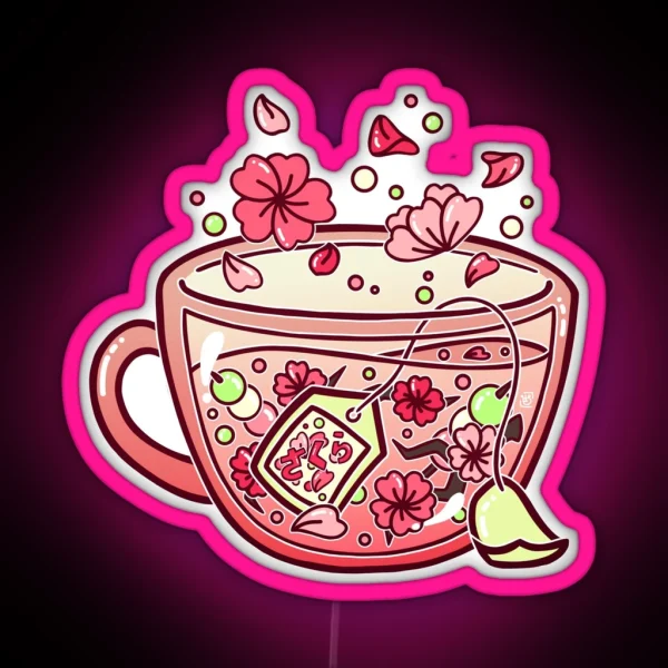 Glass Sakura Tea RGB Neon Sign