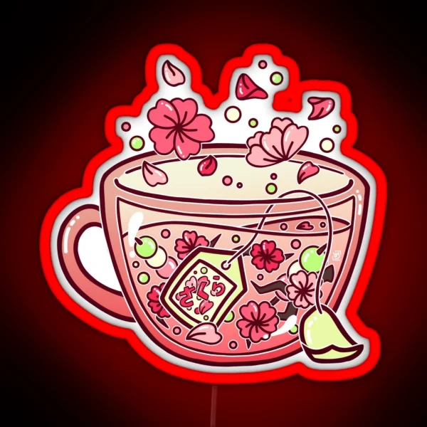 Glass Sakura Tea RGB Neon Sign