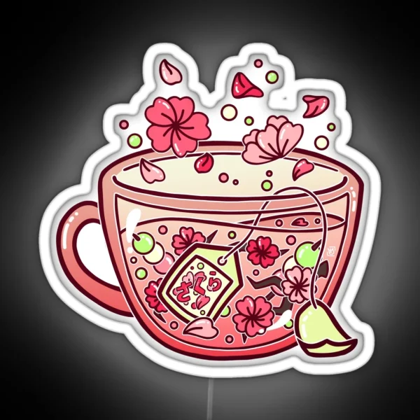 Glass Sakura Tea RGB Neon Sign