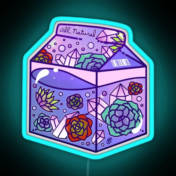 Glass Succulent Carton RGB Neon Sign
